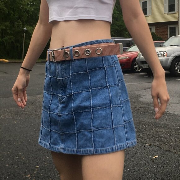 Forever 21 Dresses & Skirts - Forever21 patchwork denim mini skirt 25 0